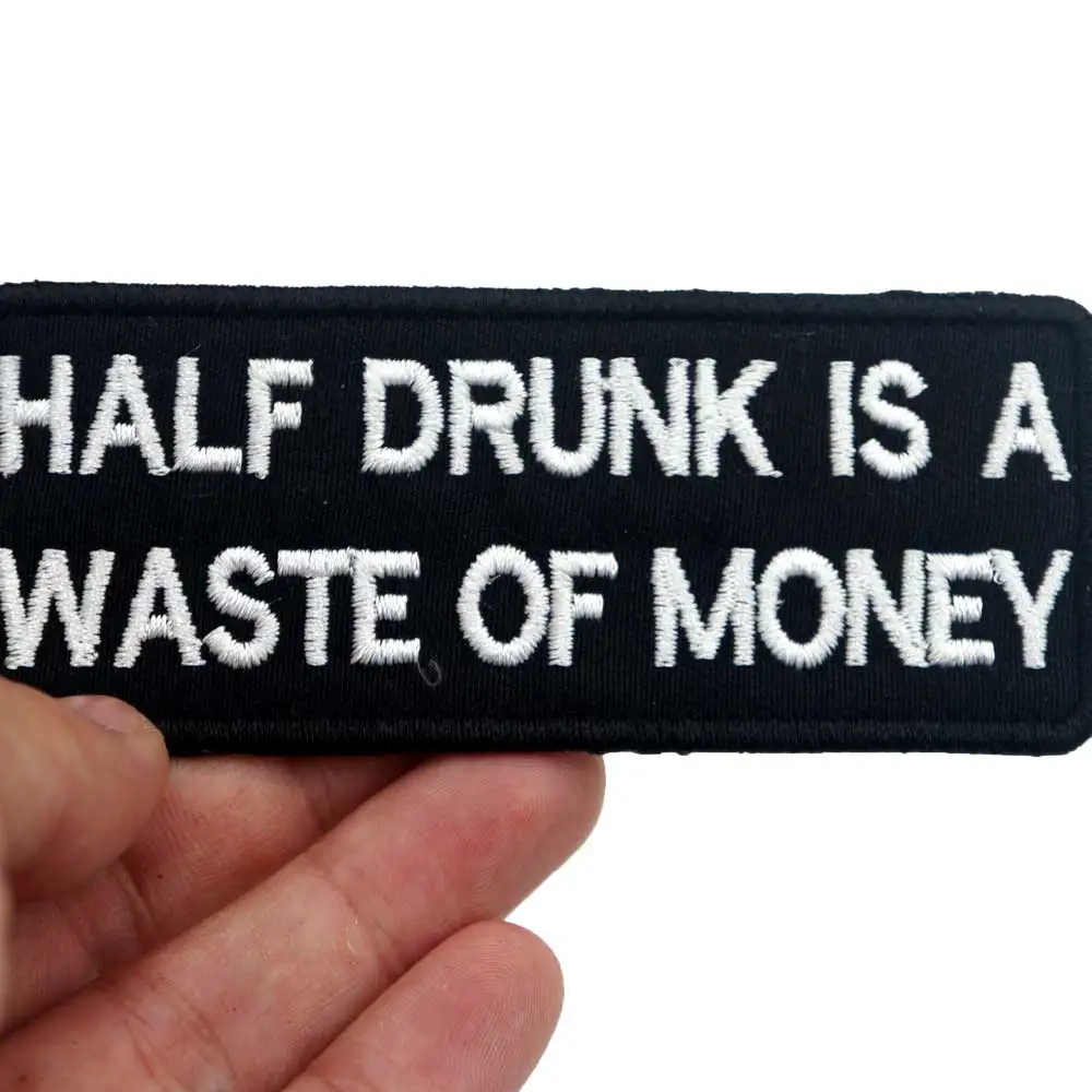 Нашивка с вышивкой в стиле панк байкера нашивка надписью half drunis a waste of