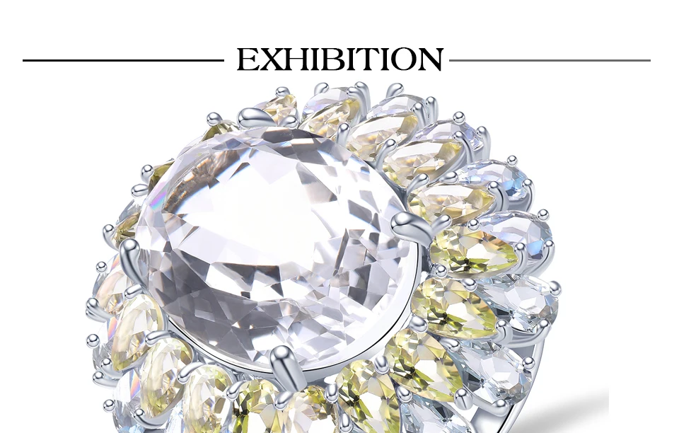 Hutang обручальные кольца натуральный драгоценный камень 16ct топаз Твердые 925 пробы серебро лимонный кварц кольцо ювелирные украшения для женщин подарок