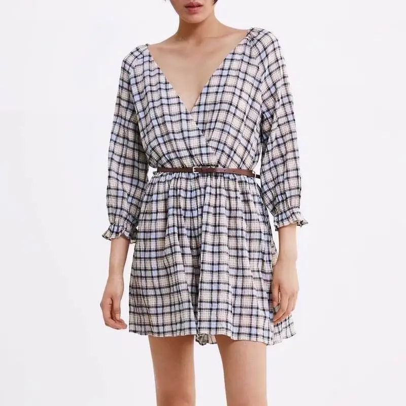 2019 za женские цельные клетчатые комбинезоны и в клетку с высокой талией AZ9257 Капри