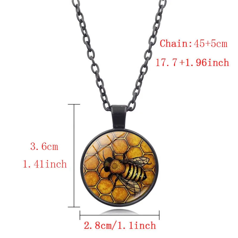 Креативный узор пчелы Ожерелье Стеклянный кабошон кулон Модные ювелирные