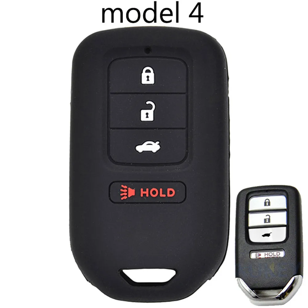 model 4 Силиконовый чехол-брелок для дистанционного ключа для Honda Civic Accord CR-V Pilot Fit Odyssey Jazz CRZ HR-V Vezel Ridgeline City - Название цвета: model 4