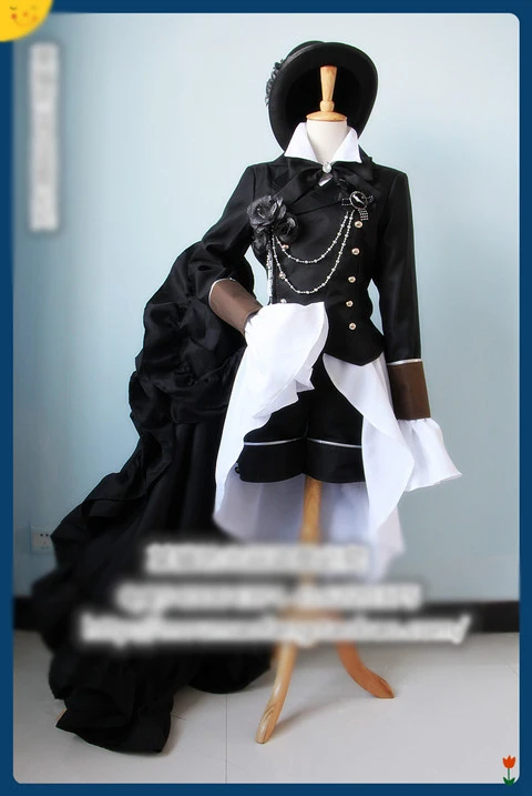Черный Дворецкий Ciel Phantomhive партия шапка костюм для косплея + шеи рубашка пальто