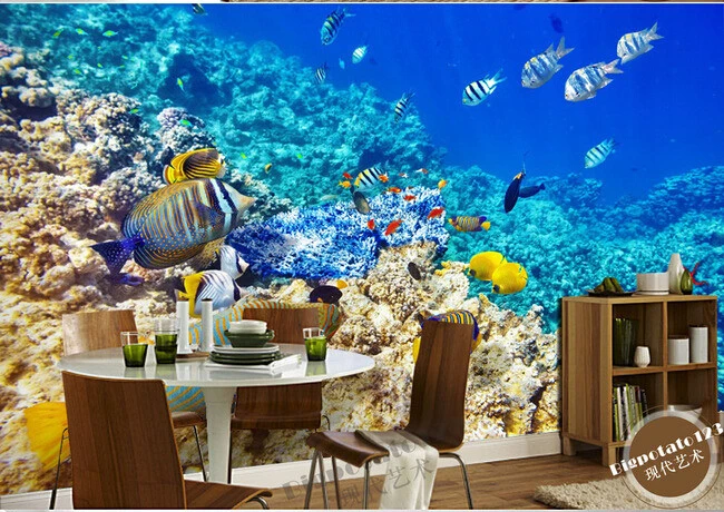 Пользовательские 3D большие фрески красивый сон красочные глубоководные рыбы