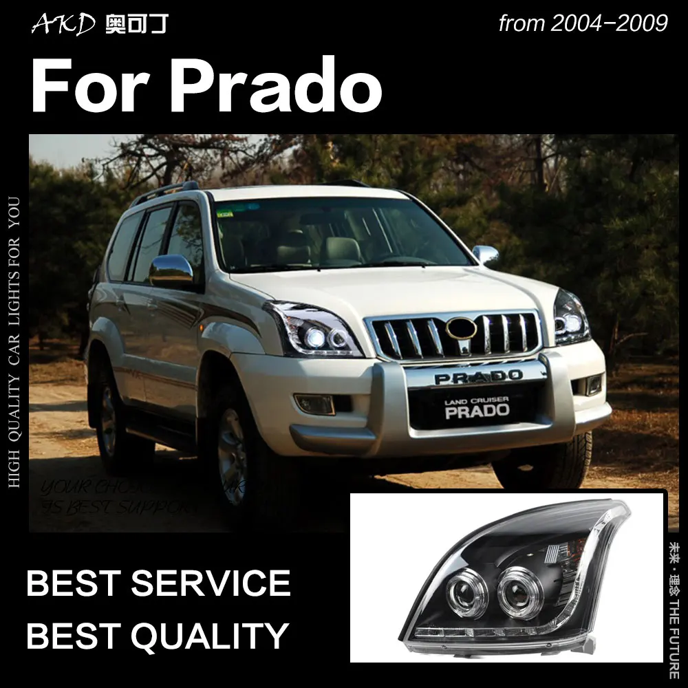 AKD автомобильный Стайлинг для Toyota Prado фара 2004-2009 светодиодный фонарь DRL Hid головной фонарь Ангел глаз биксеноновый луч аксессуары