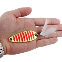1pc metal goldslver 10g 15g 20g sequins fishing lures spoon lure hard baits with feather treble hook pesca fishing tackle