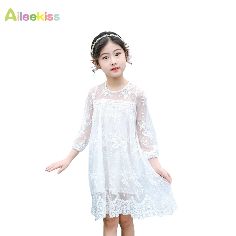 AILEEKISS/детское торжественное платье с цветочным узором для девочек Одежда на
