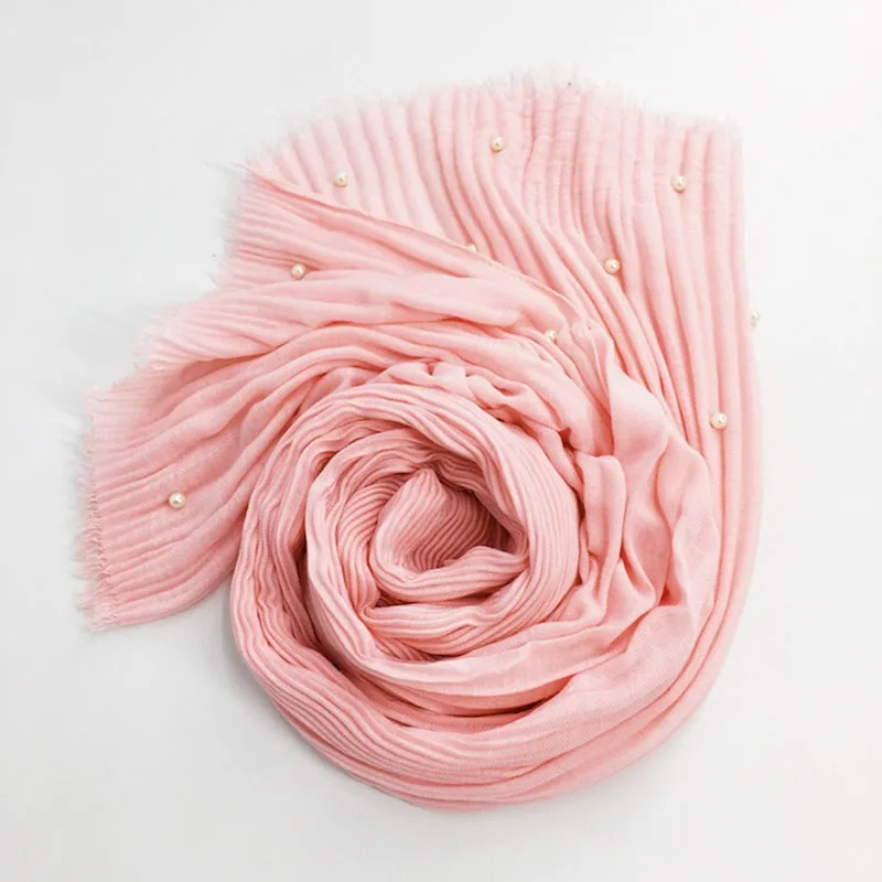 Хлопок Для женщин жемчужина плиссированные в полоску Cachecol одноцветное Бисер