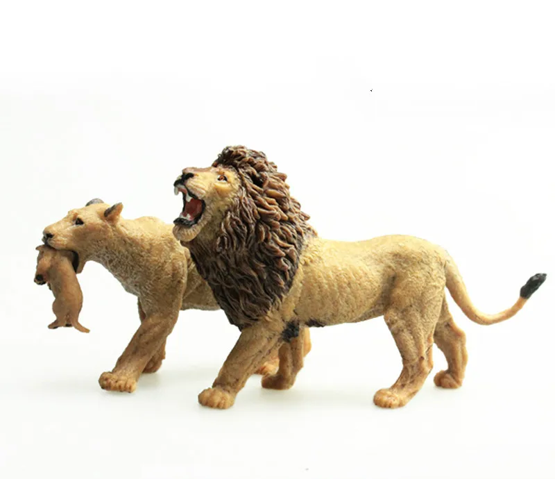 

13cm Savage African Wild Animals Lions Action Figures Toys High Quality Male Female Lion Baby Decoration Model Toy Kid Gift