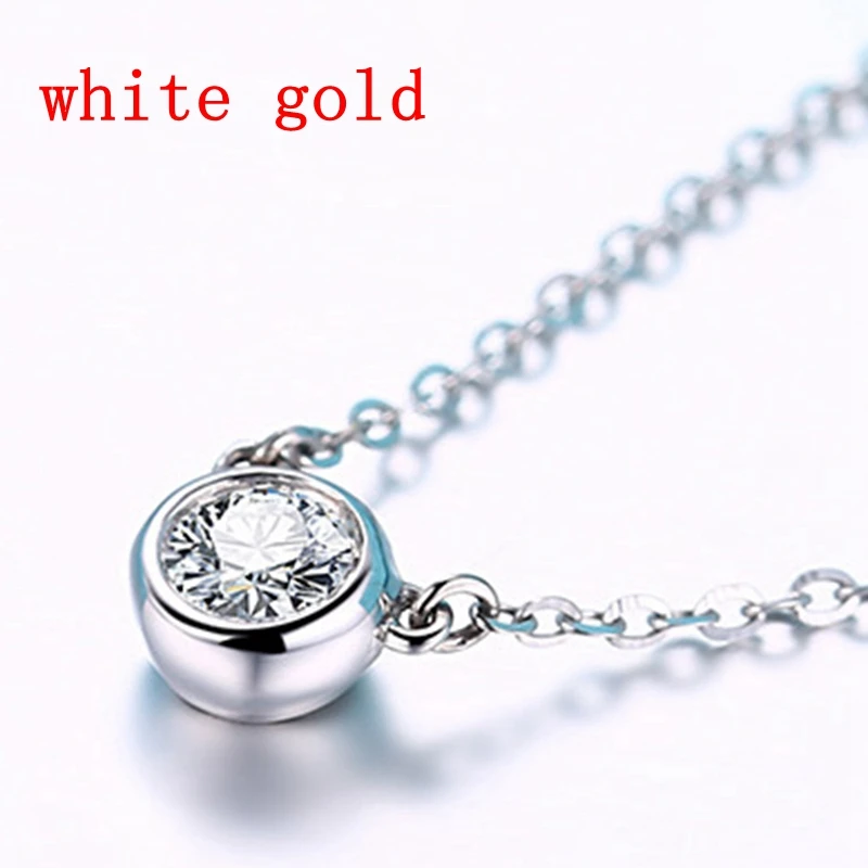 18k White gold HELON Твердые из белого золота 18 карат 0.30ct VVS/FG выращенные лабораторно кольцо с алмазом moissanites Обручение Свадебные Подвесные Ожерелья модные, ювелирное изделие, подарок - Цвет камня: 18k White gold