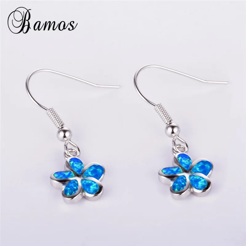 Женские серьги-подвески серебряного цвета с опалом | Украшения и аксессуары