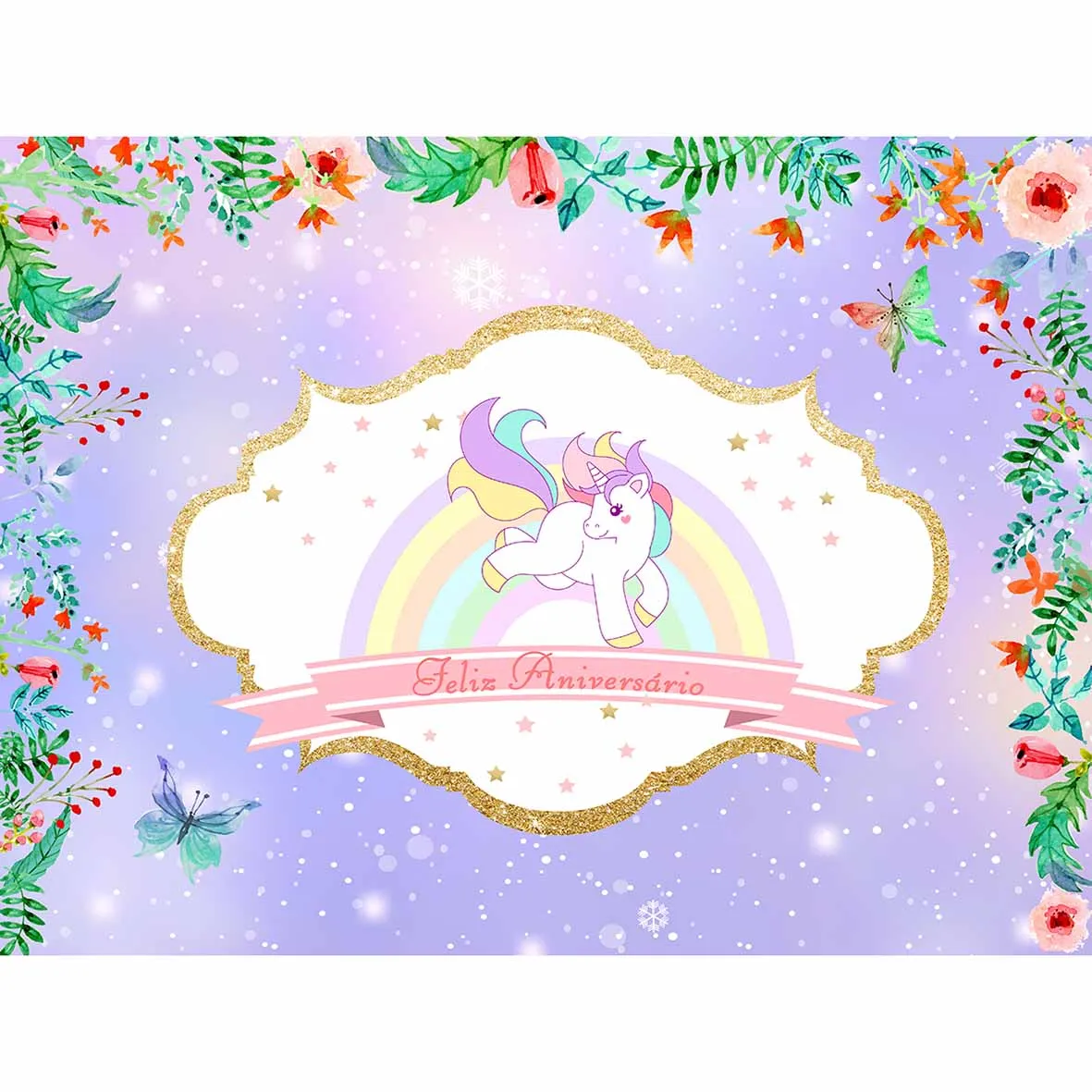 Фон Allenjoy для студийной фотосъемки фиолетовый Радуга единорог растение цветы