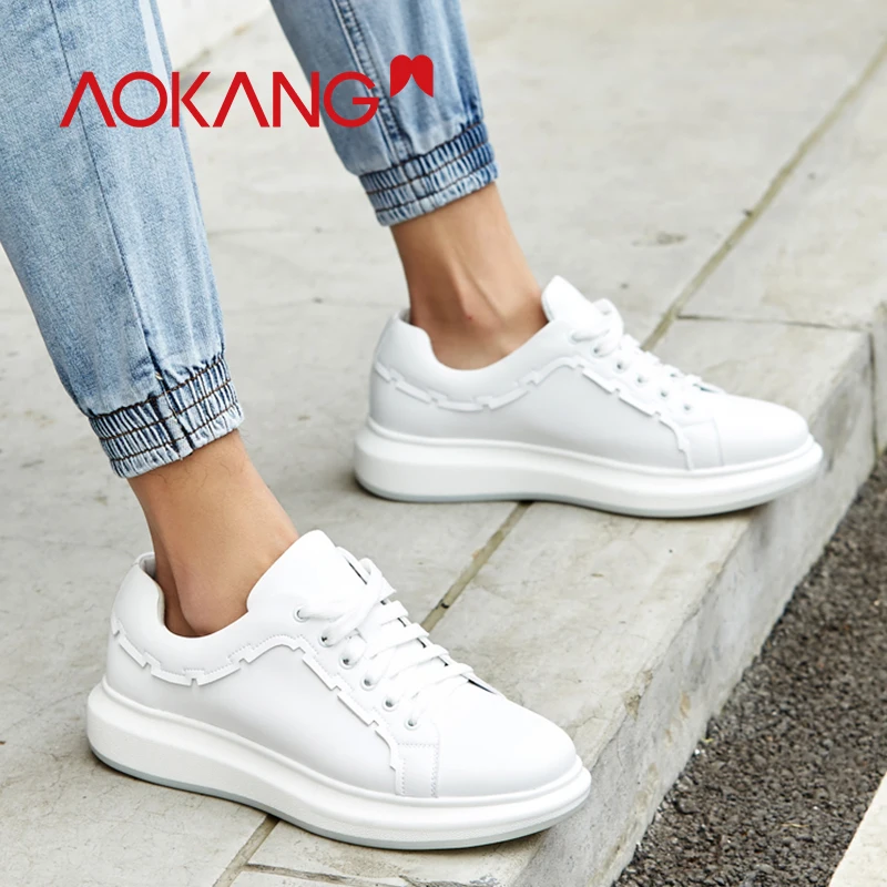 AOKANG 2019 New Arrival Spring Summer casual shoes men platform white Ins Hot Sale Sneakers comfortable breathable | Обувь