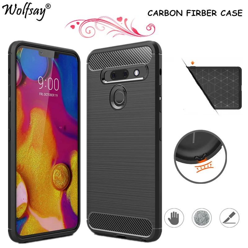 

Чехол Wolfsay из углеродного волокна для LG G8, чехол ThinQ, резиновый силиконовый бампер для LG G8, чехол ThinQ 6,1 дюймов, чехол для LG G8