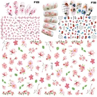 watercolor hot pink floral nail stickers ultrathin peachblossom nail art decal bloom nailart supplies new arrive manicure dekor