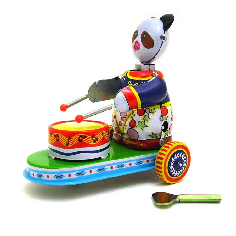 Retro Collection Tin toys mkd3 Children Metal Wind up Auto Car Models Robot Vehicles Handmade Iron Mechanical Panda Play Drum | Игрушки и