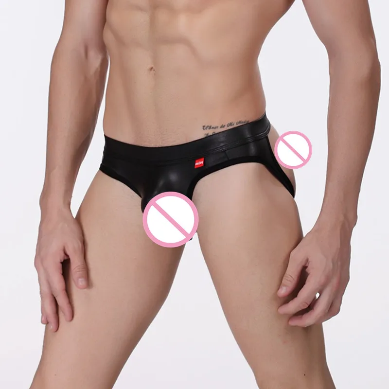 Лидер продаж сексуальные гей нижнее белье Jockstraps черный PU Искусственная кожа