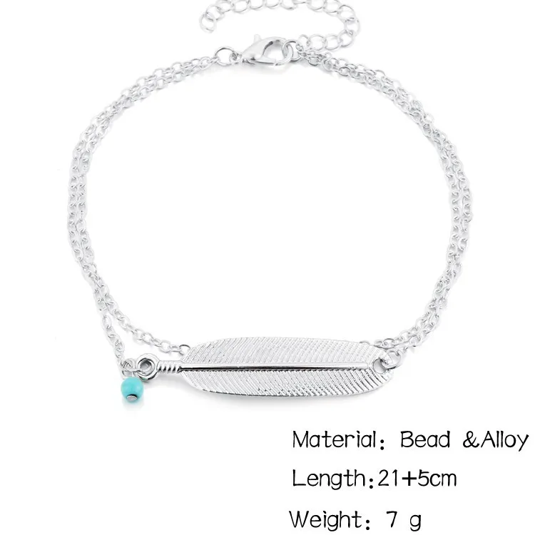 Модные Летний стиль 2 цвета перо подвесные ножные браслеты для Для женщин