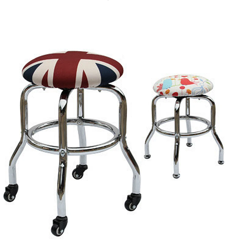 

European Style Haircut Stool Slidable Beauty Salon Chair Explosion-proof High Foot Bar Chair Rotated Makeup Stool Multifunction