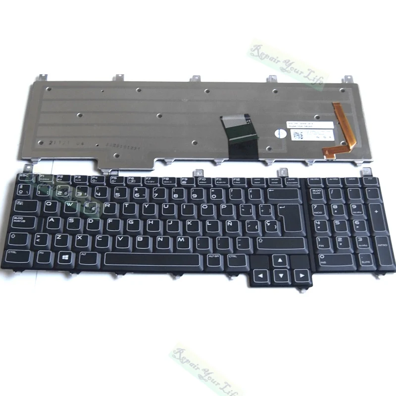 Клавиатура M17X испанская для ноутбука Alienware R3 R4 SP LA с подсветкой|dell original|keyboard for