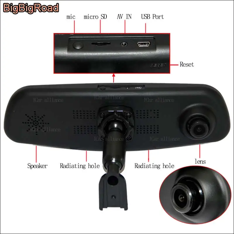 BigBigRoad для kia k4 k5 kx3 kx5 RIO sorento Borrego niro cadenza carnival Автомобильное Зеркало DVR Двойная камера видео рекордер DashCam