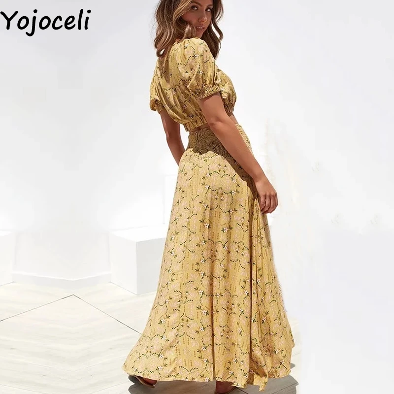Yojoceli сексуальное длинное платье с принтом женский костюм из двух предметов