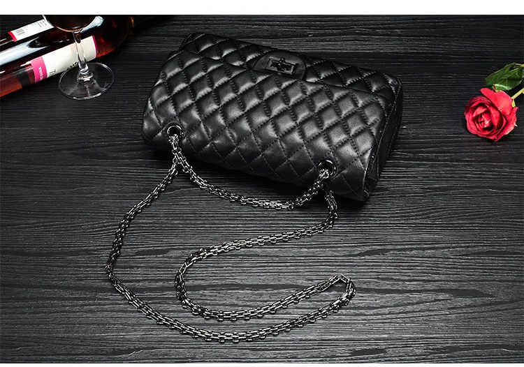 HMILY женская сумка-мессенджер из натуральной кожи, роскошная женская сумка на плечо, сумка через плечо с цепочками, женская сумка с ромбовидной решеткой