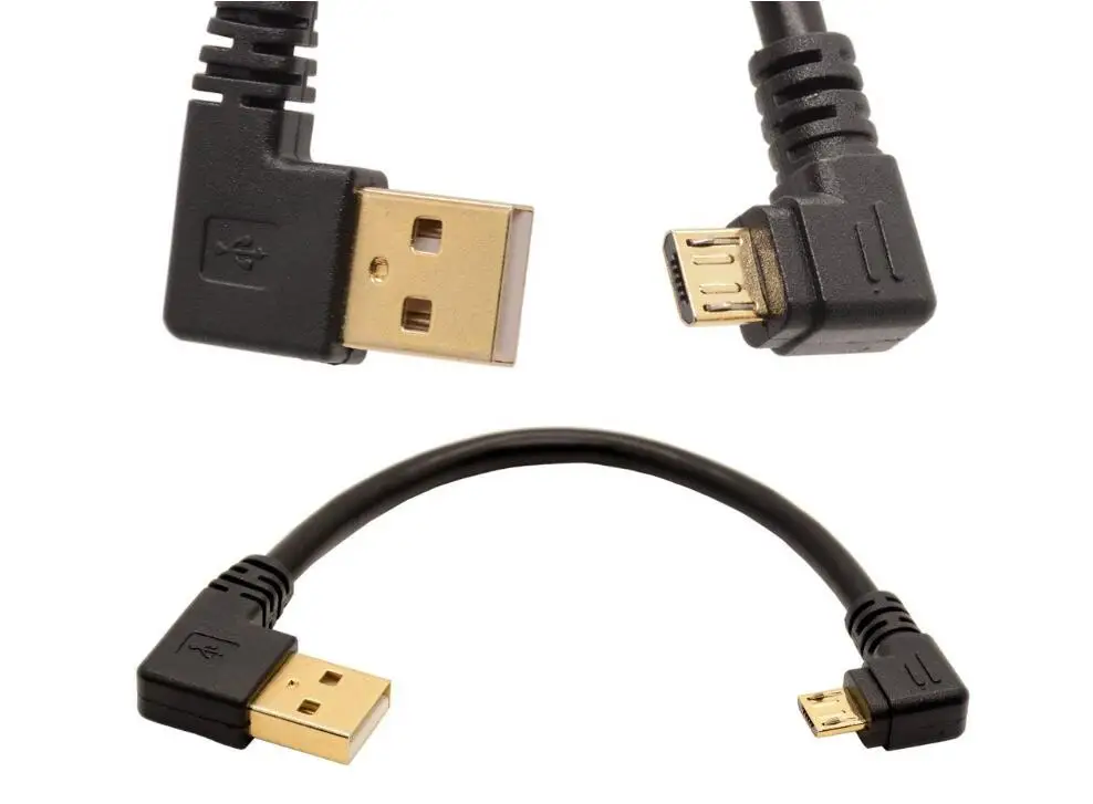 Позолоченный 15 см 90 градусов USB 2 0 к Micro B Мужской кабель позолоченный правый угол