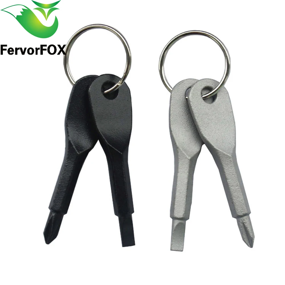 Новинка 2 шт. серебристо-Черный Идеальный Мультитул кольцо для ключей отвертка