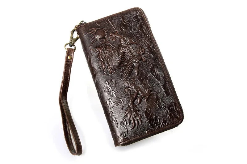 Мужской Длинный кошелек ручной работы винтажный клатч из воловьей кожи с