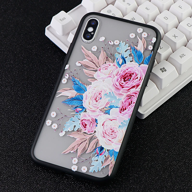 Hollow Mobile Phone Cases for iPhone 6s 7 8 Plus X XS MAX XR Floral Case Fitted Soft TPU Silicone Cell Covers Accessories | Мобильные