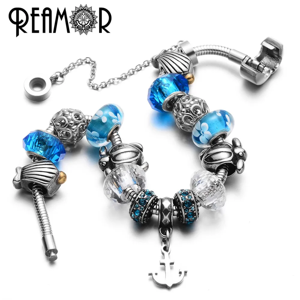 REAMOR 17/18/19/20/21 см 316l цепь из нержавеющей стали змея Сердце застежка металлический