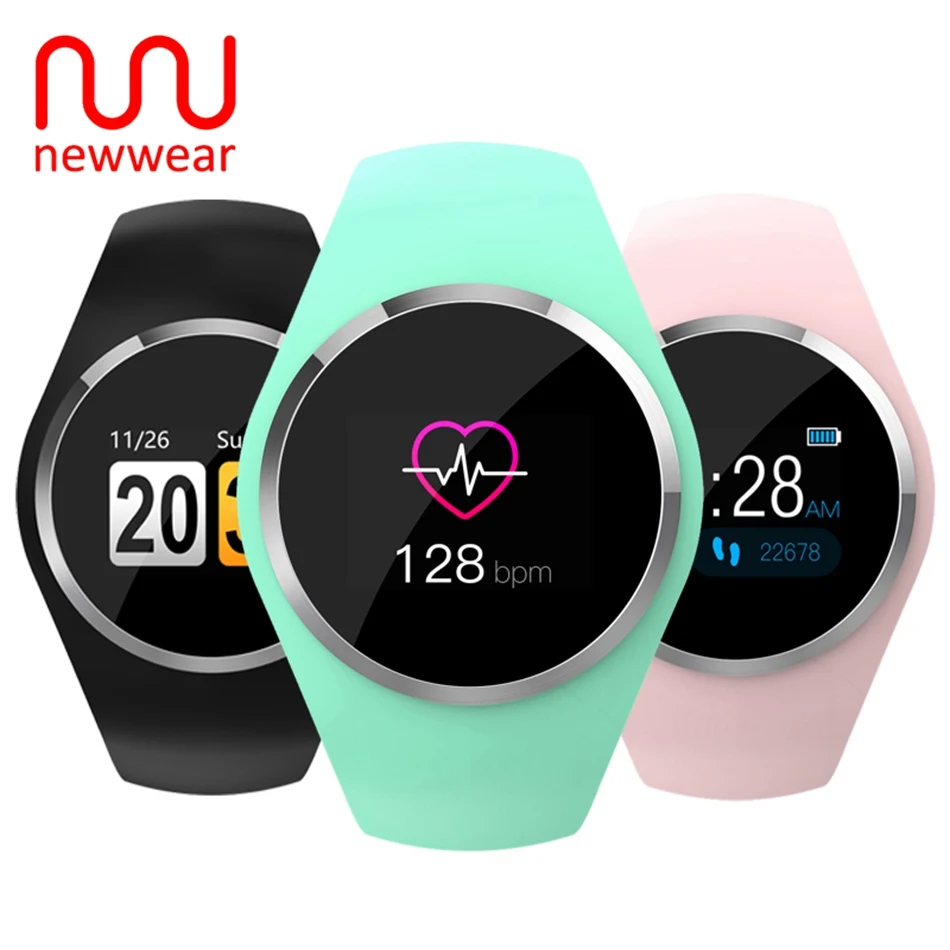Newwear Q1 Цвет Экран браслет для смарт часов крови Давление монитор сердечного ритма