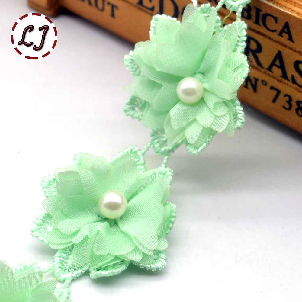 Новая мода 1 ярд/партия плетеная жемчужная цветная Цветочная вышитая кружевная