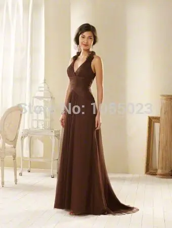 Asian Bridesmaid Dresses Adult Halter Built-In Bra Off The Shoulder Sleeveless Natural Pleat A-Line Floor-Length Chiffon Customi | Свадьбы и