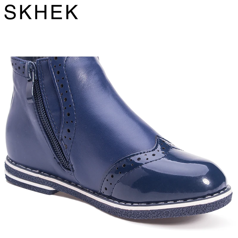 SKHEK/сезон весна-осень; модные детские зимние ботинки для девочек; теплые плюшевые ботинки с мягкой подошвой для маленьких девочек; кожаные зимние ботинки для малышей