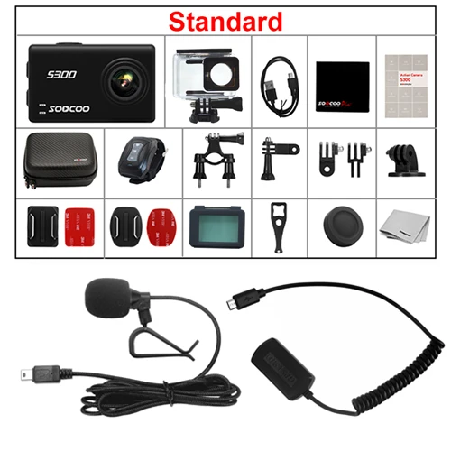 B with Mic GPS SOOCOO S300 4k экшн-камера Спорт под водой с дистанционным управлением внешний микрофон gps сенсорный экран Стабилизация изображения - Цвет: B with Mic GPS