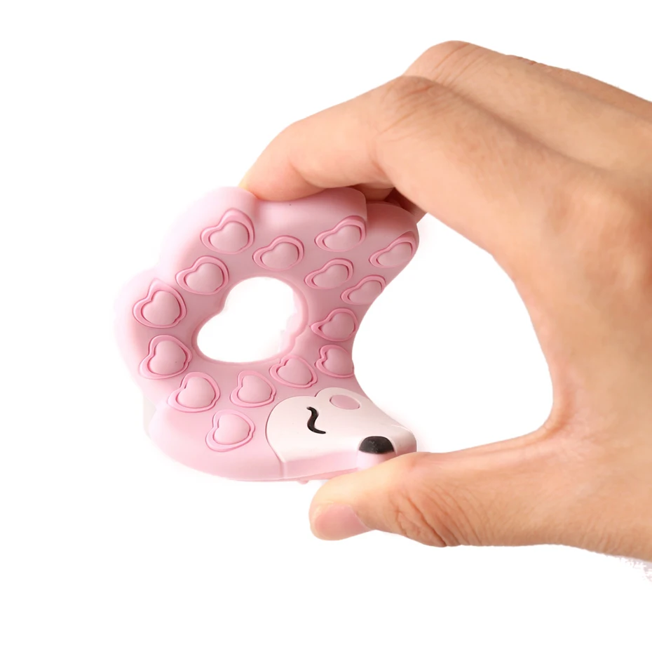 Mordedor de silicona de grado alimenticio para beb&eacute;, mordedor de dentici&oacute;n para beb&eacute;, juguete de regalo de erizo, porcupina, sin BPA, 1 ud.-4