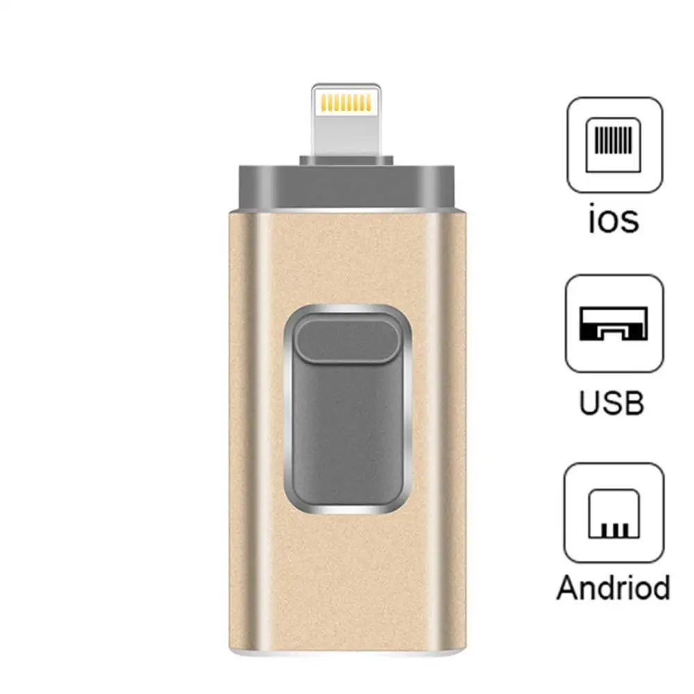 Usb iPhone Flash Drive 3 in 1 Lightning OTG Pen Drive USB Flash 3.0 Pendrive 32GB Usb Key Memory Stick Compatible Apple iPad PC