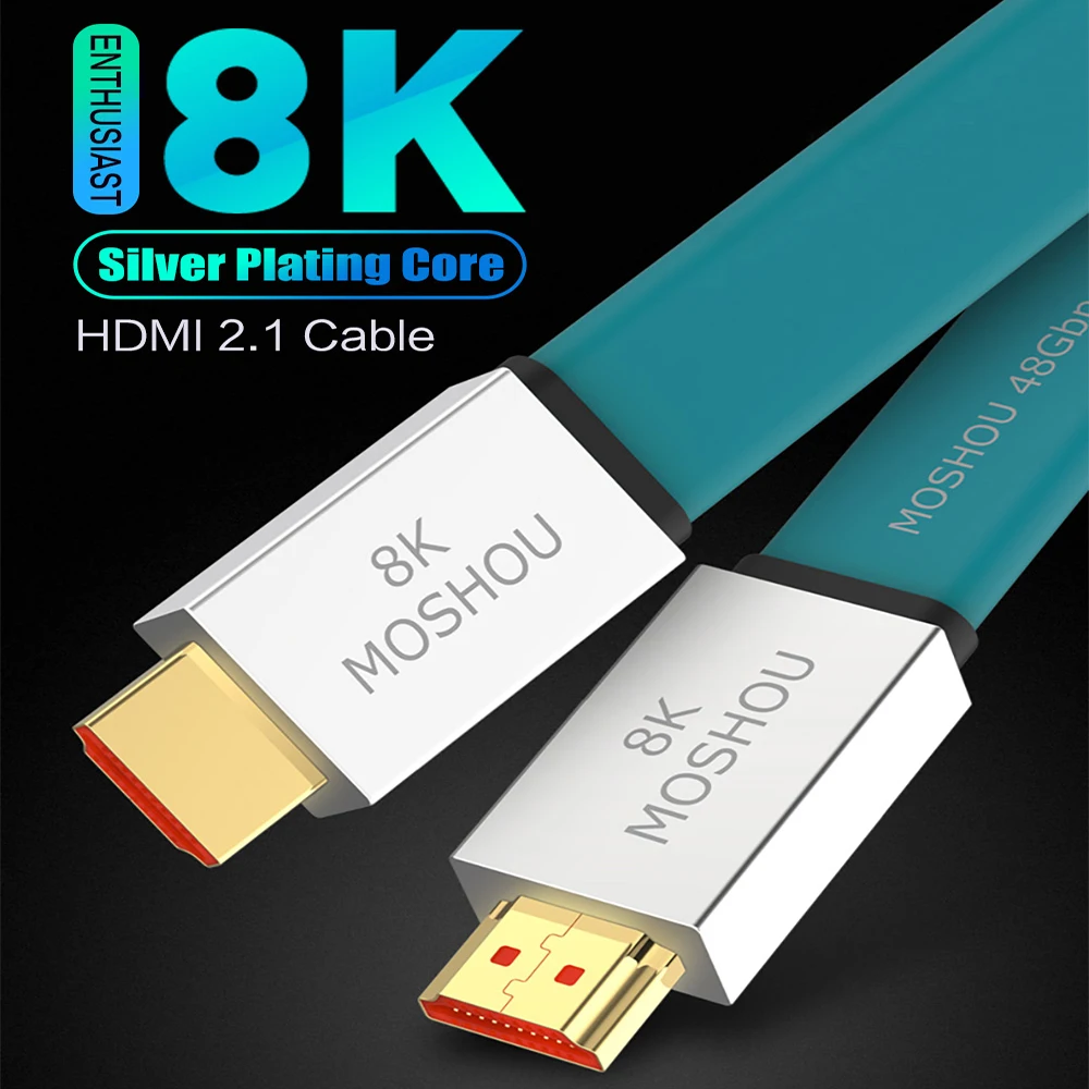

HDMI-совместимый кабель 2,1 с поддержкой Ultra-HD 8K @ 120 Гц 48 Гбит/с, аудио-и видеокабель HDR 4:4:4