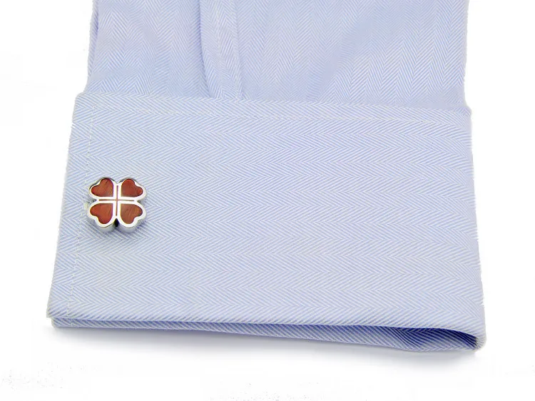 Спартанские запонки из нержавеющей стали + красное дерево четырехлистный клевер