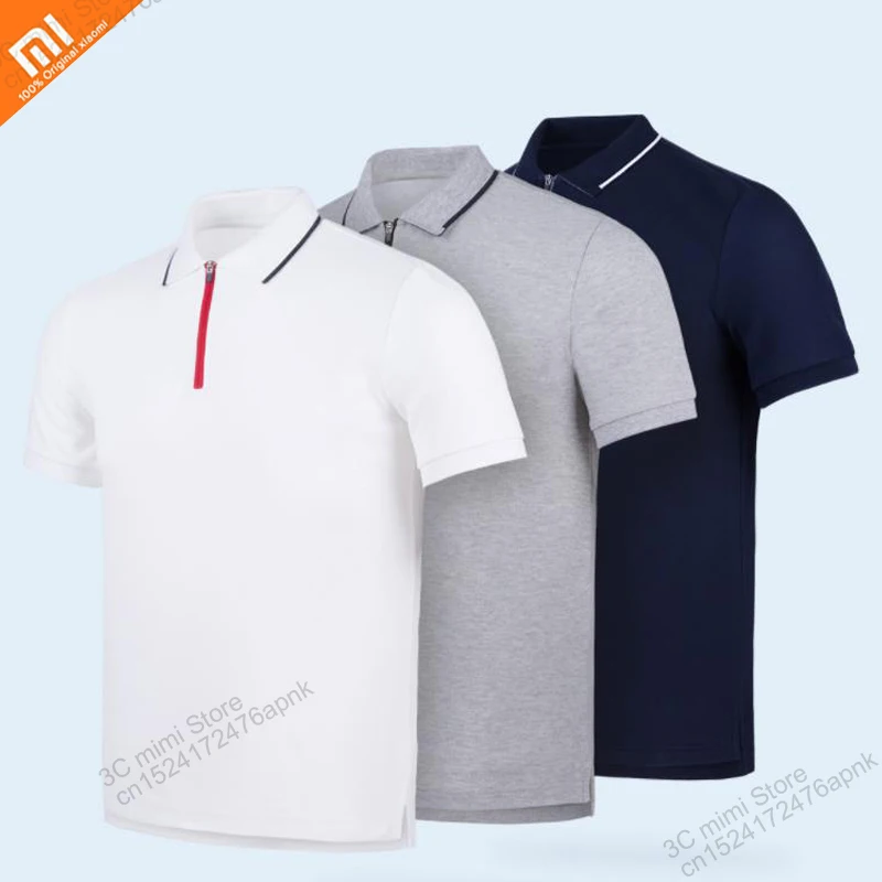 3 цвета оригинальный xiaomi mijia CoolDry Повседневная рубашка поло YKK на молнии мужская
