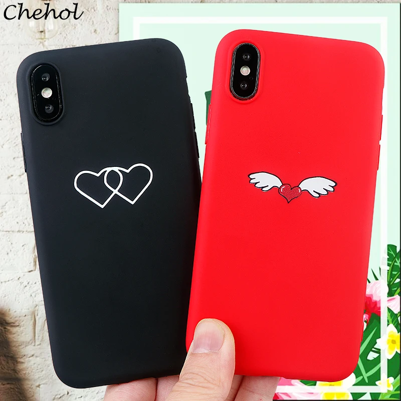 Забавный мобильный телефон чехлы для iphone 6s 7 8 Plus X XS чехол max xr красное сердце