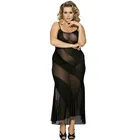 Сексуальное женское платье-комбинация Comeondear, черное полупрозрачное платье с подтяжками, Женское ночное платье размера плюс