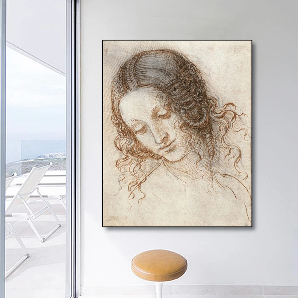 Leda's Head By Da vinci холст живопись каллиграфия настенное искусство классические