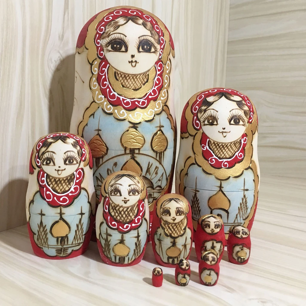 Ручная роспись, деревянные матрешки, набор для матрешки, Babushka, русские куклы, украшение для дома, детские подарки на день рождения, Рождество - Цвет: E