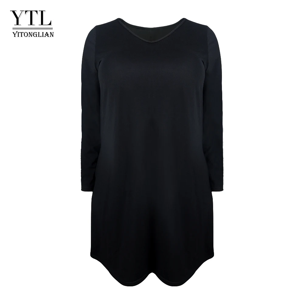Платье YTL большого размера для женщин 6XL 7XL 8XL черное хлопковое зимнее платье с