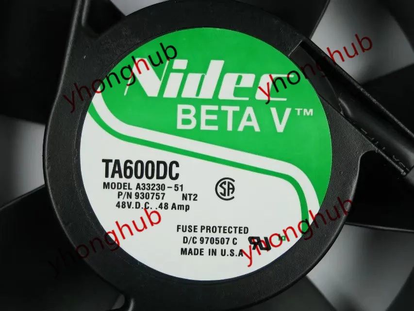 Nidec A33230 51 NT2 постоянного тока 48В 0.48A 170x170x51 мм 3 Провода Сервер вентилятор