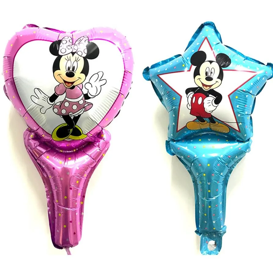 mickey Lucky 50 шт./лот мультфильм Heros KT Воздушные шары "Миньоны" палочки держатели надувные фольга Воздушные шары на день рождения вечерние принадлежности украшения - Цвет: mickey