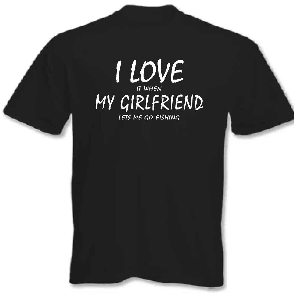 I Love My Girlfriend Fishing ~ Мужская забавная футболка с круглым вырезом летняя