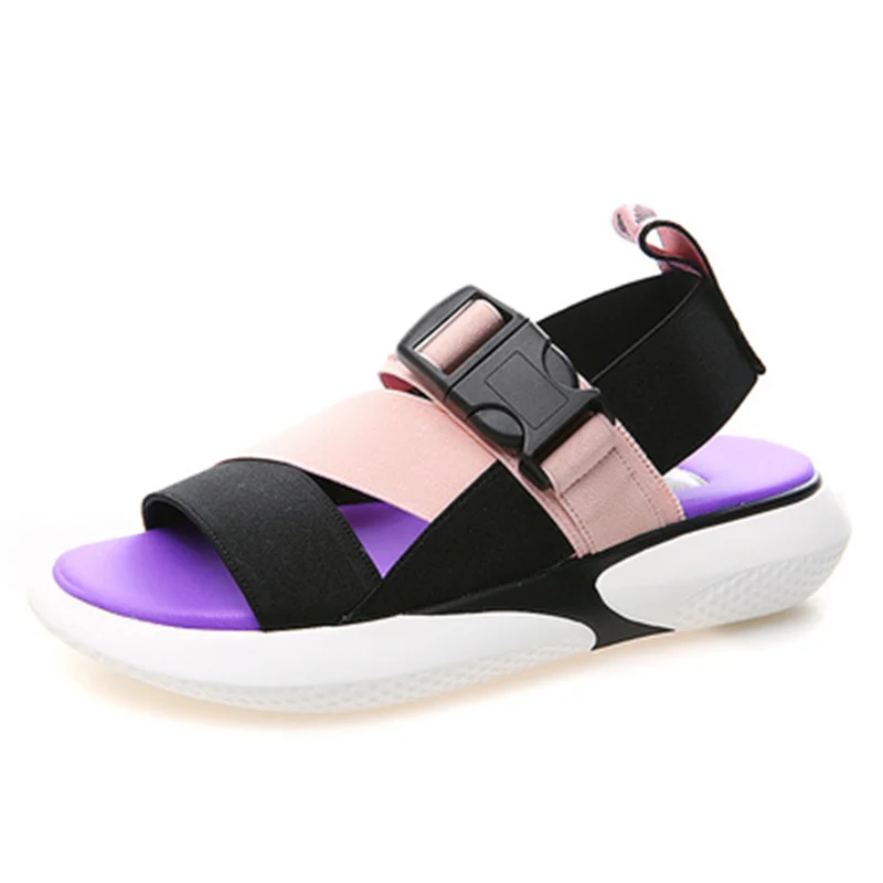 Новинка 2019 женские пляжные сандалии с открытым носком в римском стиле на плоской